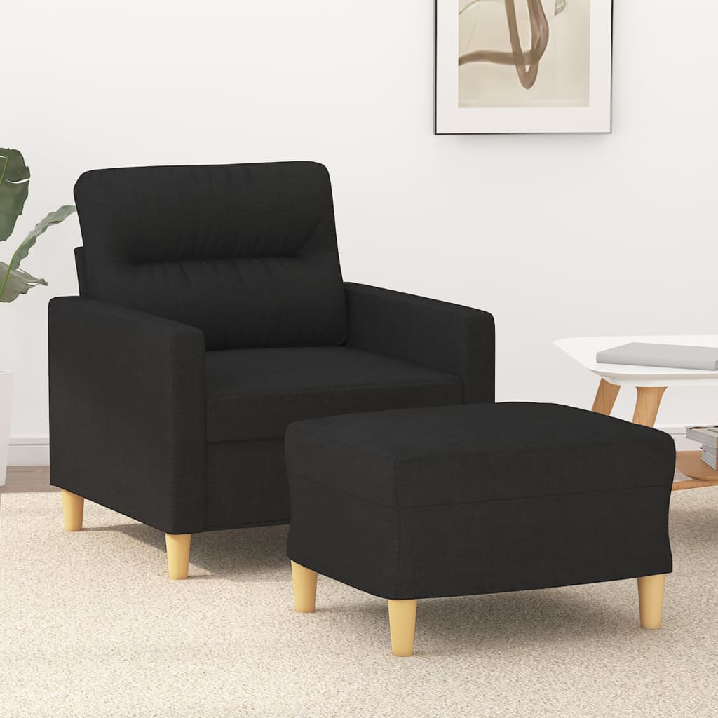 Vetonek Sillón con taburete tela negro 60 cm