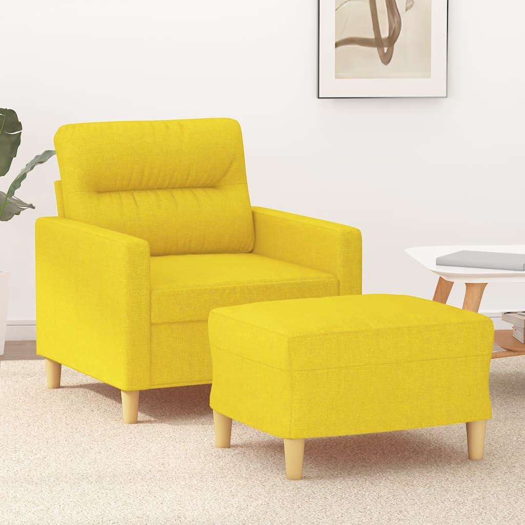 Vetonek Sillón con taburete tela amarillo claro 60 cm