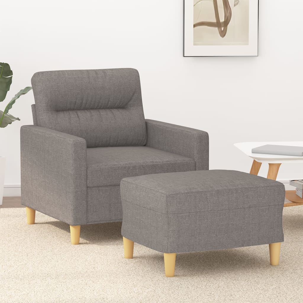 Vetonek Sillón con taburete tela gris taupe 60 cm