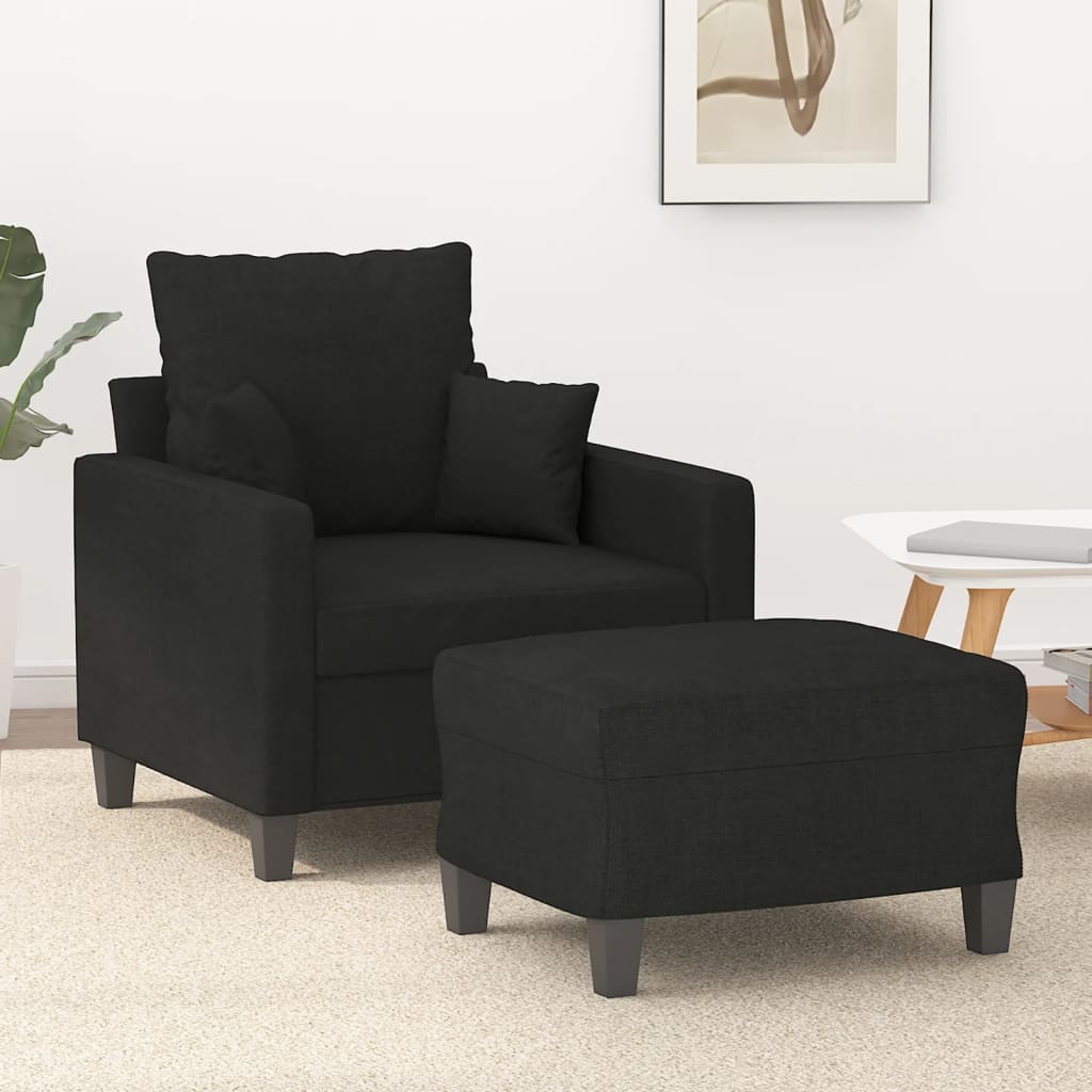 Vetonek Sillón con taburete tela negro 60 cm