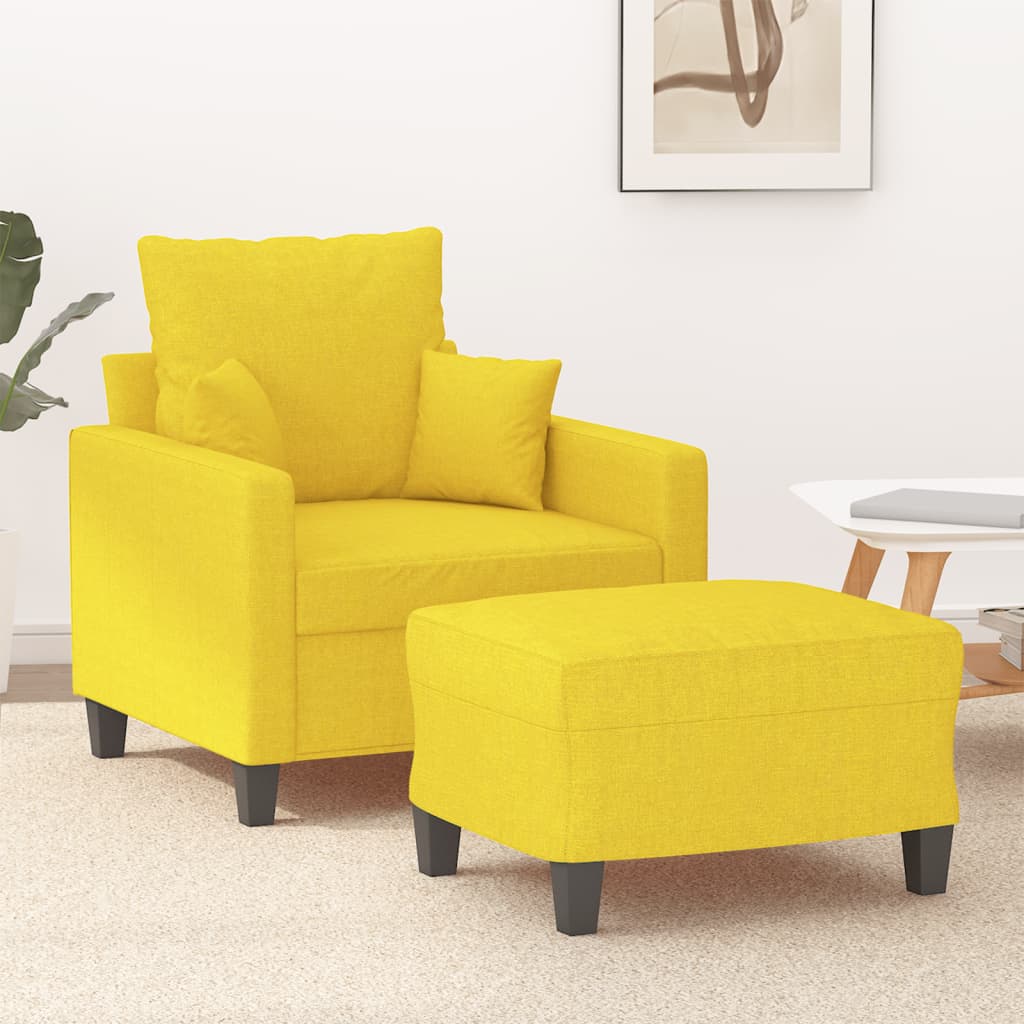 Vetonek Sillón con taburete tela amarillo claro 60 cm