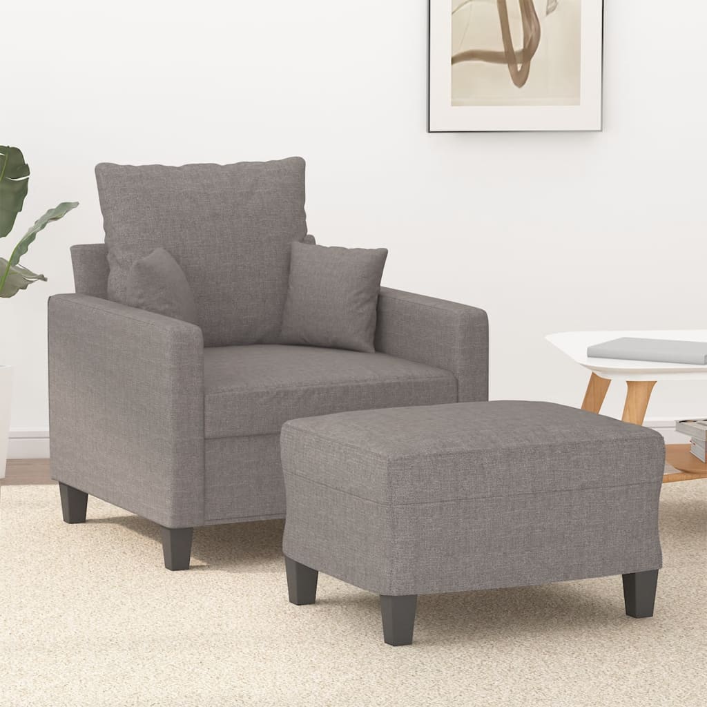 Vetonek Sillón con taburete tela gris taupe 60 cm