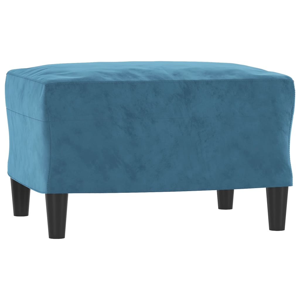 Sillón con taburete terciopelo azul 60 cm vidaXL