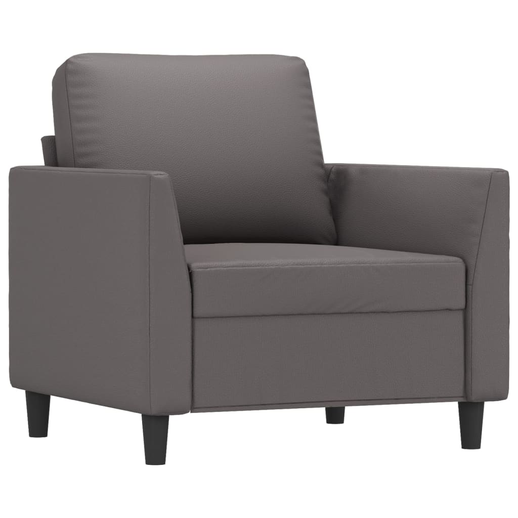 Sillón con taburete cuero sintético gris 60 cm vidaXL