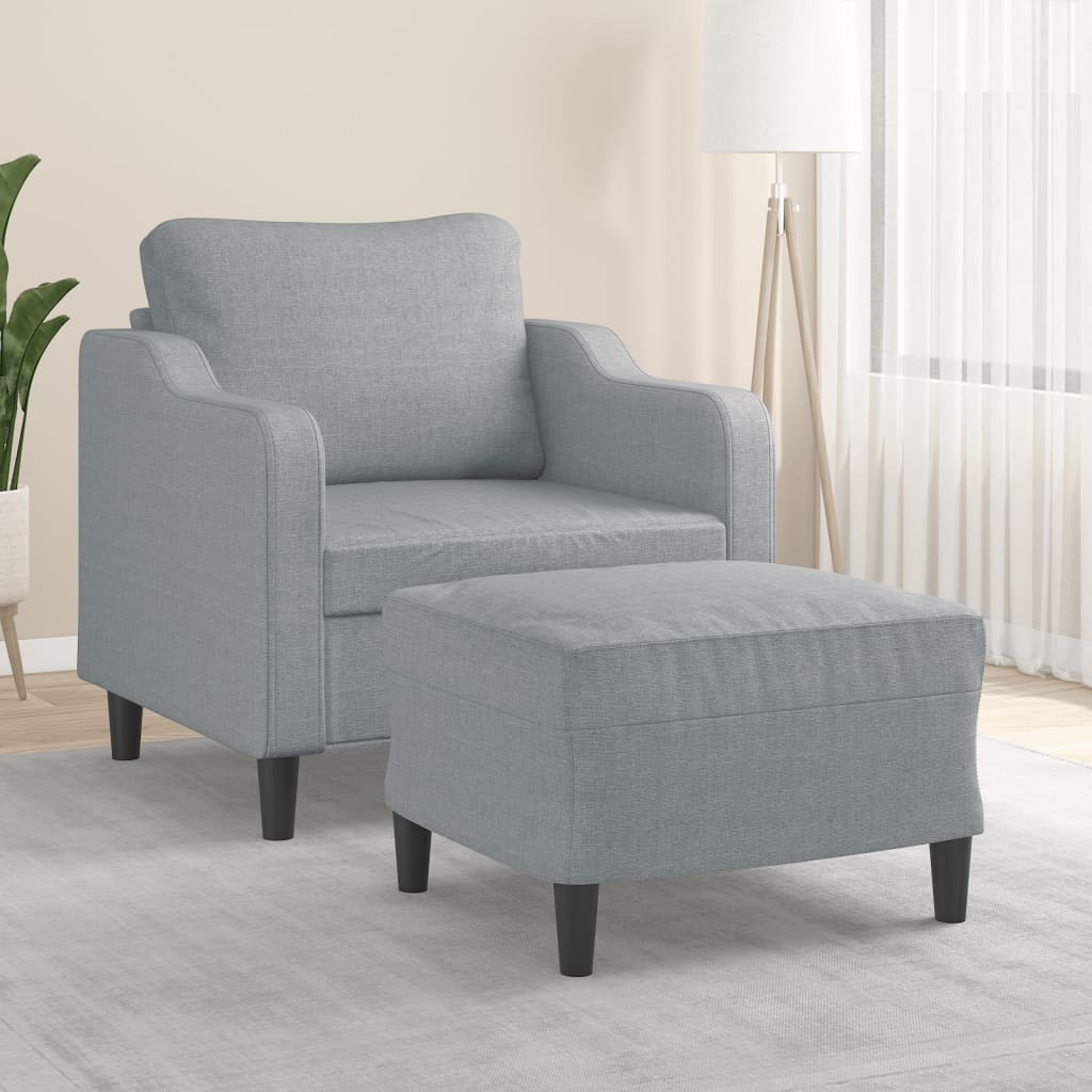 Vetonek Sillón con taburete tela gris claro 60 cm