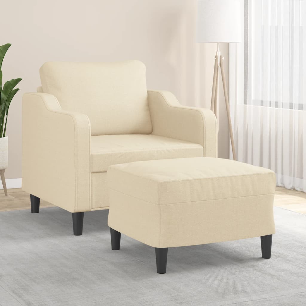 Vetonek Sillón con taburete tela crema 60 cm