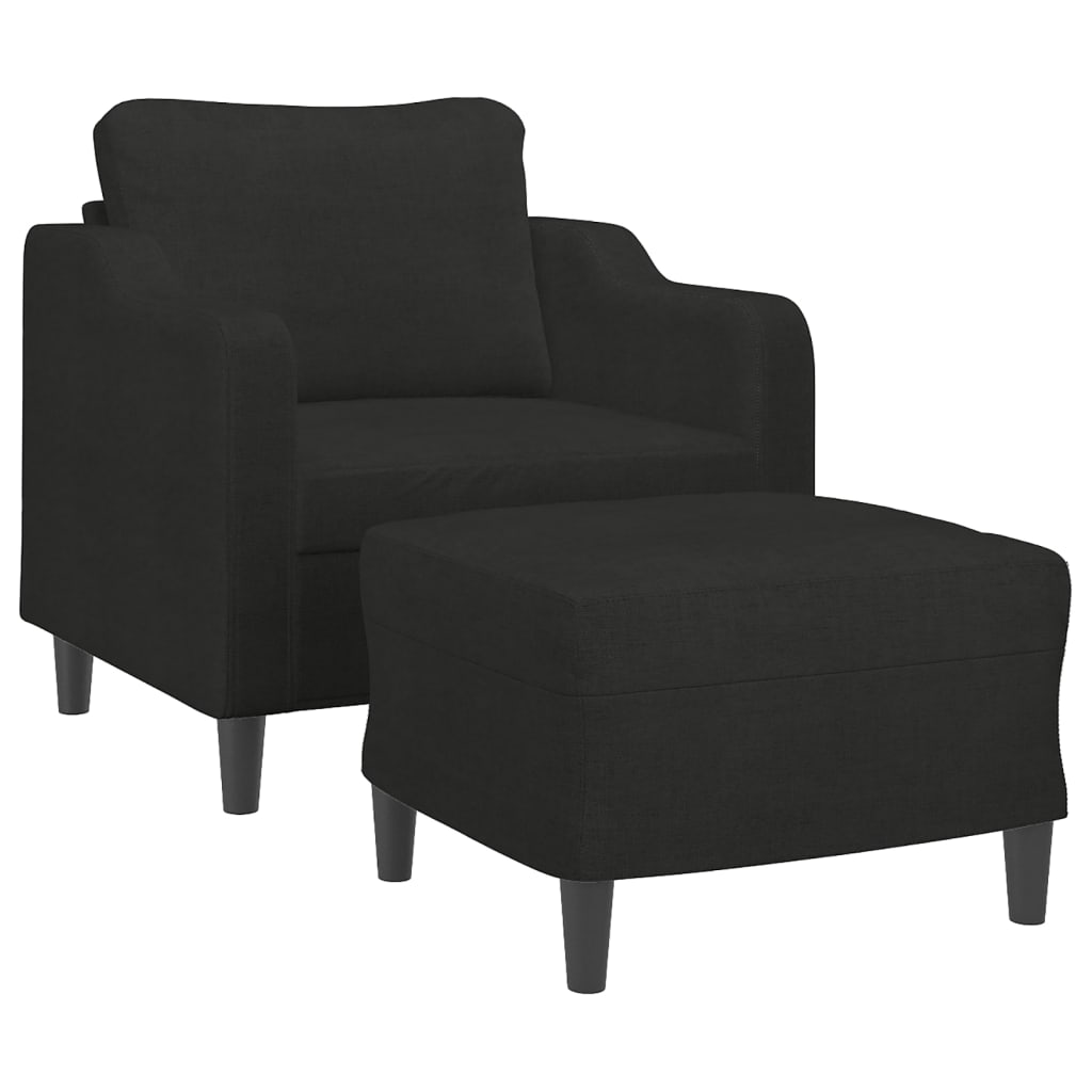 Sillón con taburete tela negro 60 cm vidaXL