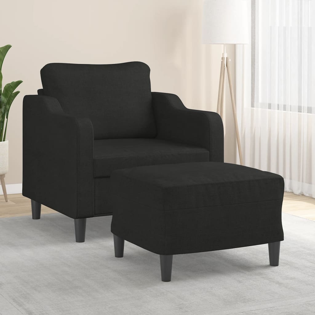 Vetonek Sillón con taburete tela negro 60 cm