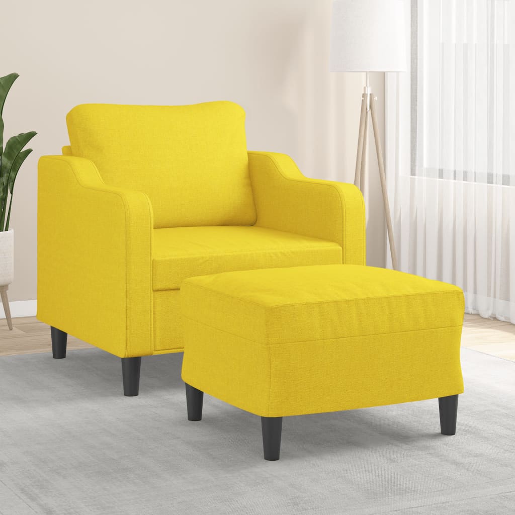 Vetonek Sillón con taburete tela amarillo claro 60 cm