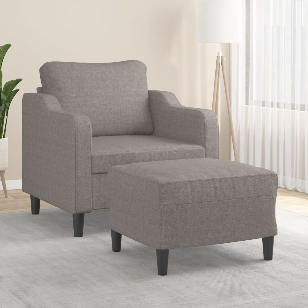 Vetonek Sillón con taburete tela gris taupe 60 cm