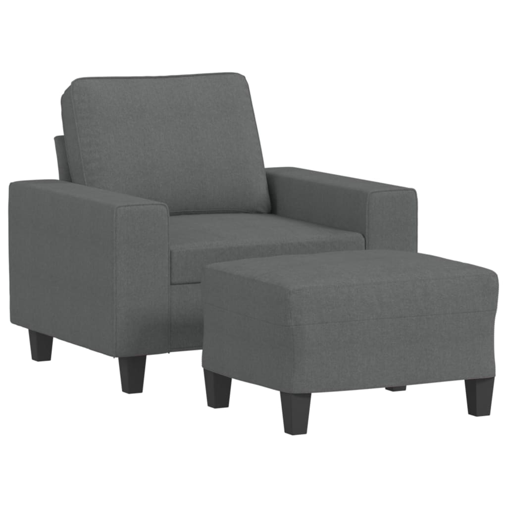 Sillón con taburete tela gris oscuro 60 cm vidaXL