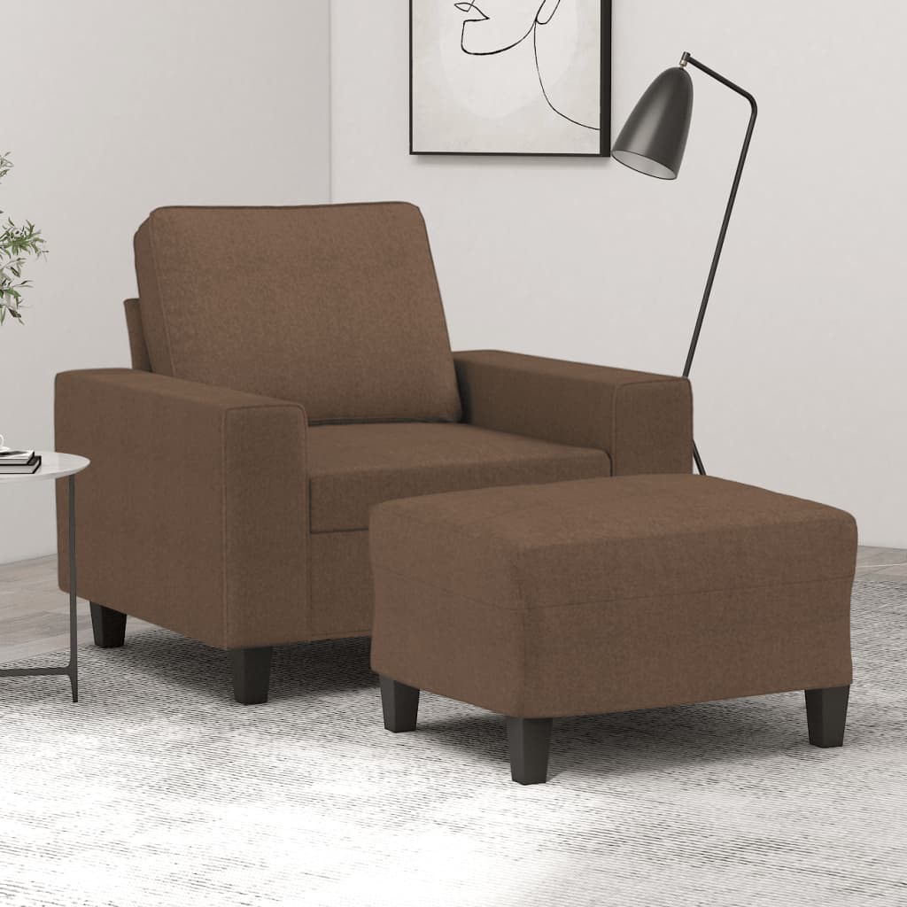 Vetonek Sillón con taburete tela marrón 60 cm