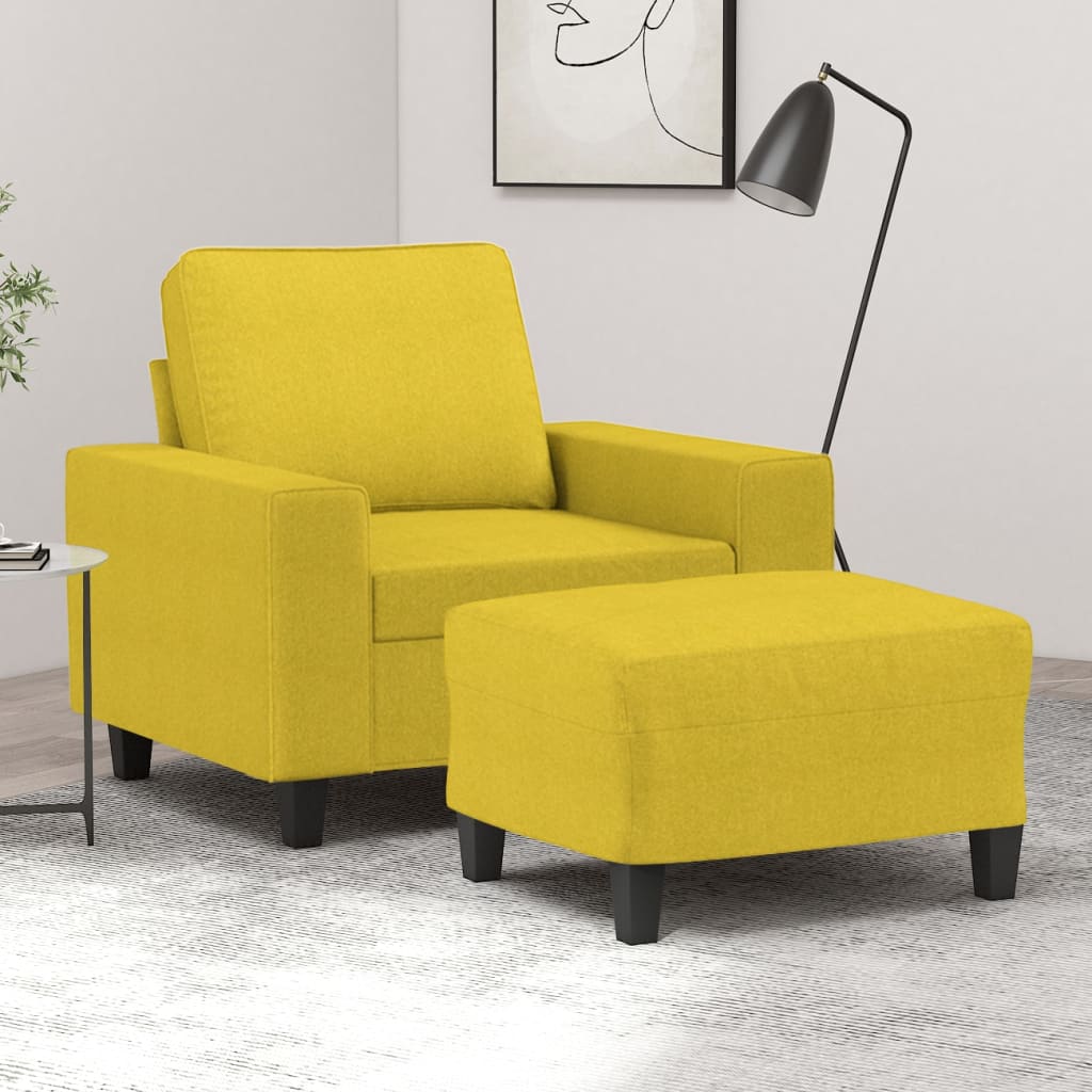 Vetonek Sillón con taburete tela amarillo claro 60 cm