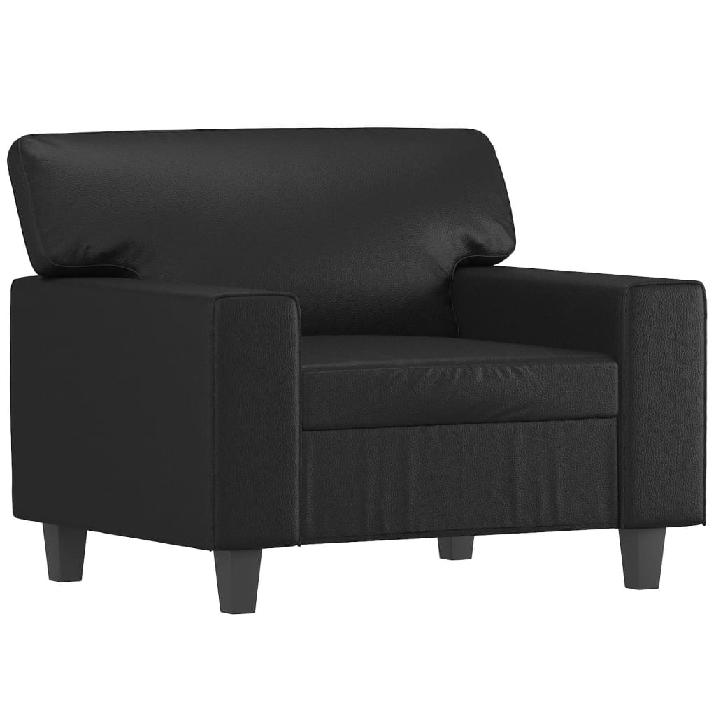 Sillón con taburete cuero sintético negro 60 cm vidaXL