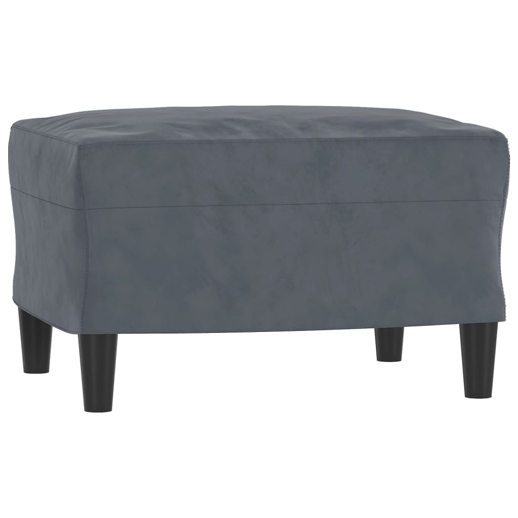 Sillón con taburete terciopelo gris oscuro 60 cm vidaXL