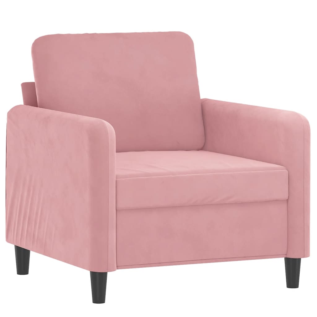 Sillón con taburete terciopelo rosa 60 cm vidaXL