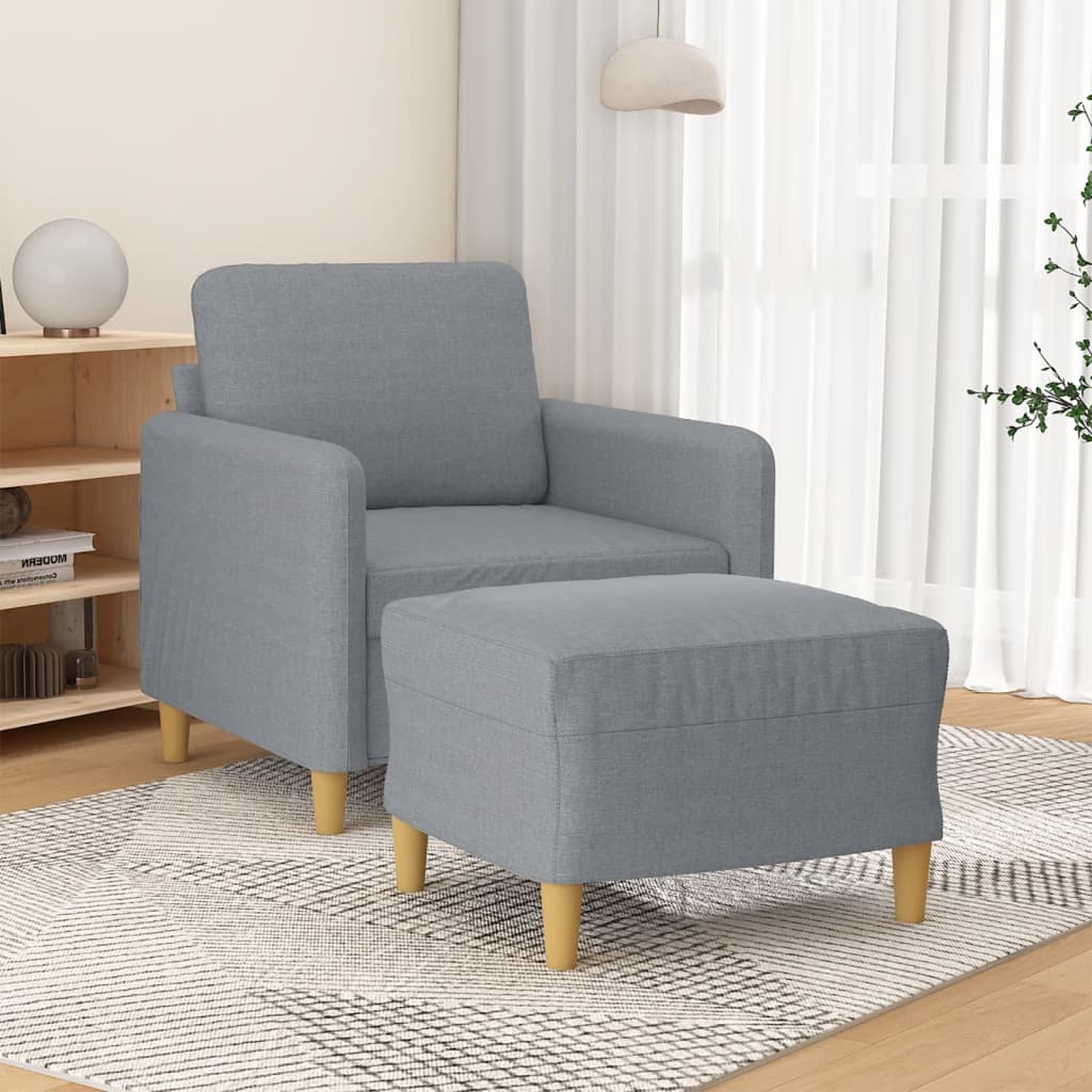 Vetonek Sillón con taburete tela gris claro 60 cm