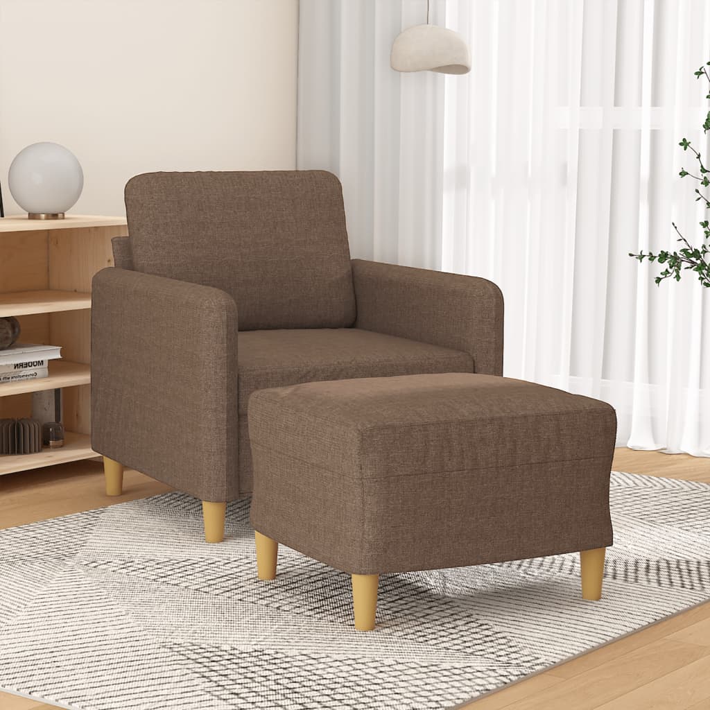 Vetonek Sillón con taburete tela marrón 60 cm