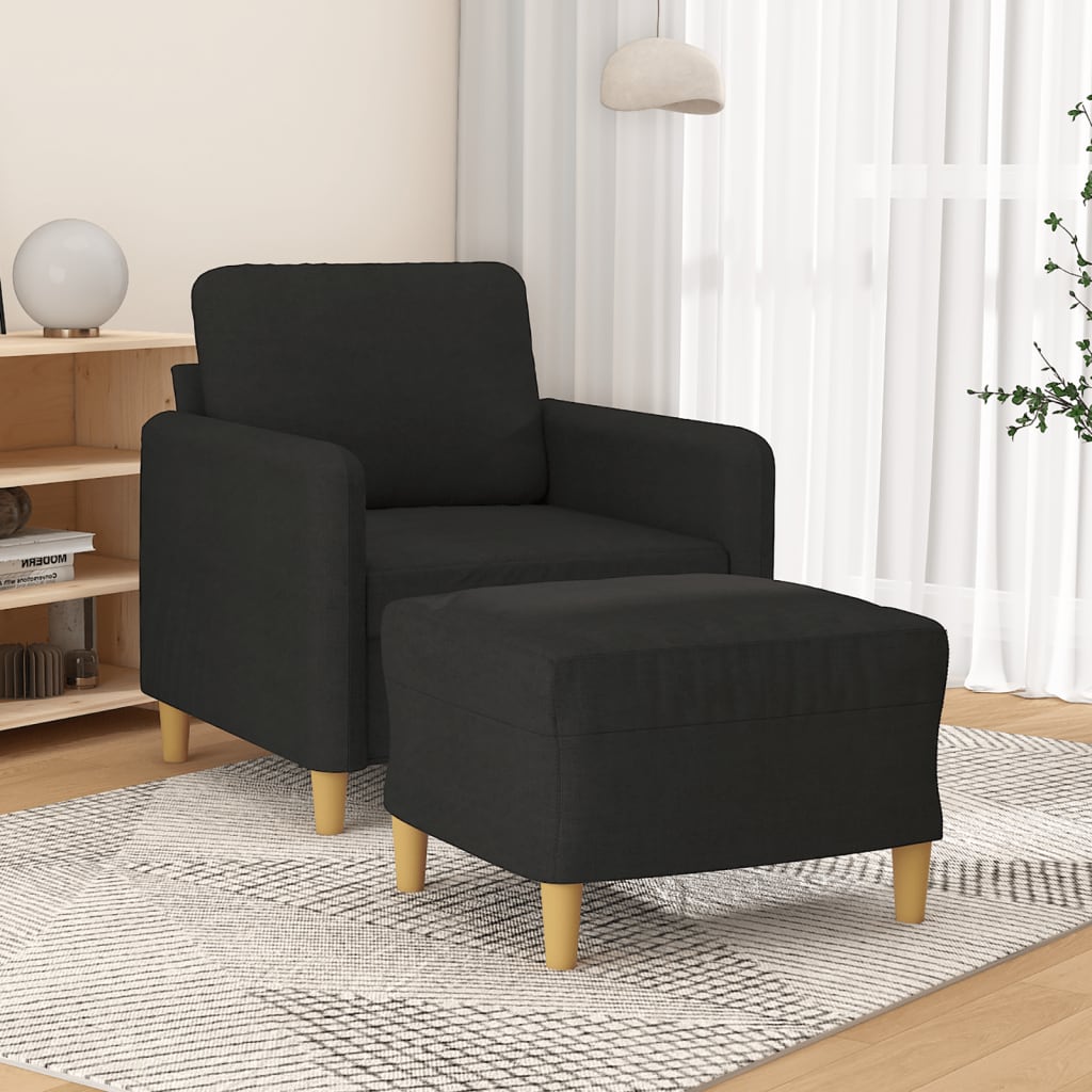 Vetonek Sillón con taburete tela negro 60 cm