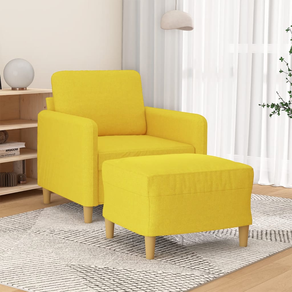 Vetonek Sillón con taburete tela amarillo claro 60 cm