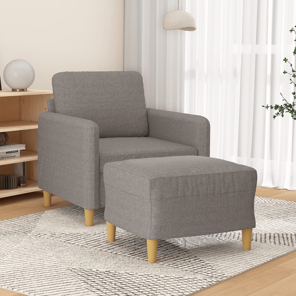 Vetonek Sillón con taburete tela gris taupe 60 cm