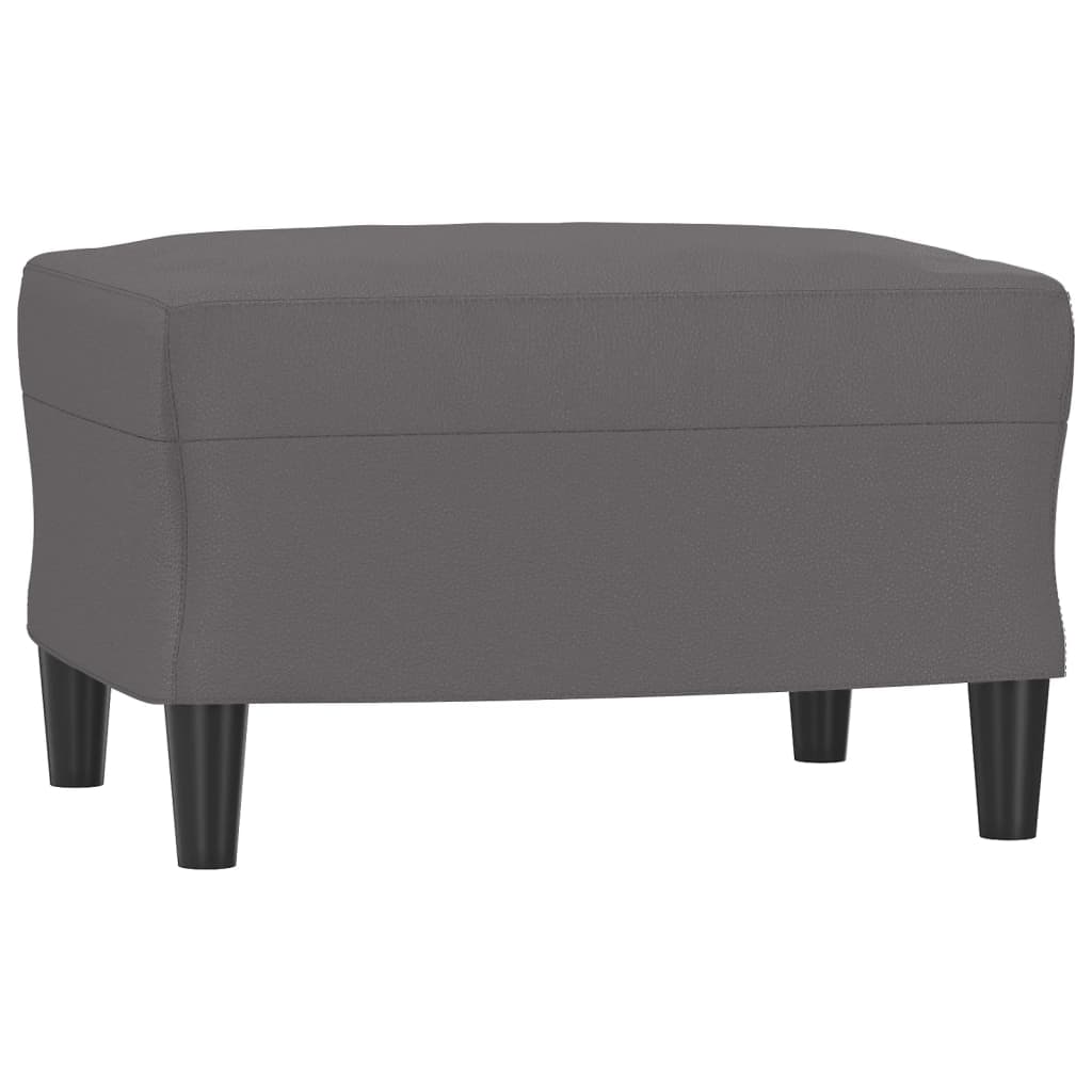 Sillón con taburete cuero sintético gris 60 cm vidaXL