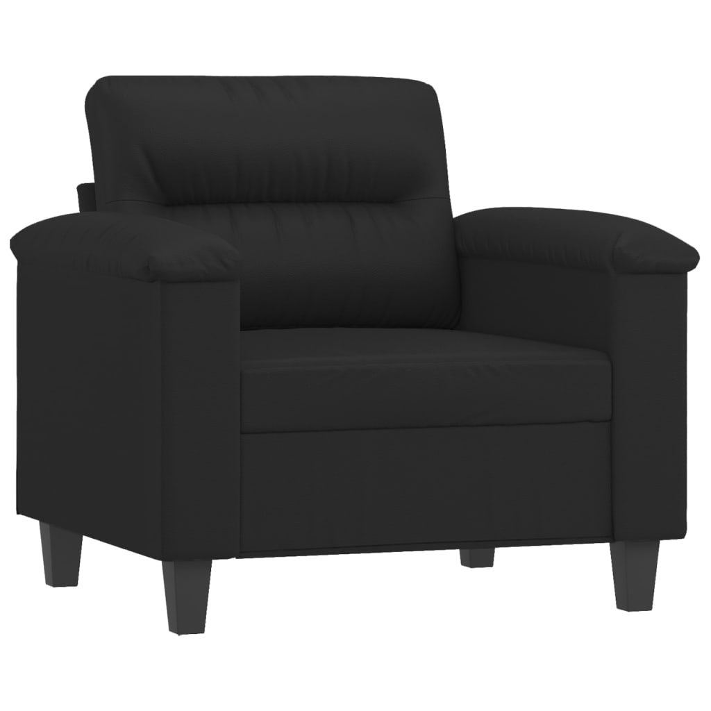 Sillón con taburete cuero sintético negro 60 cm vidaXL