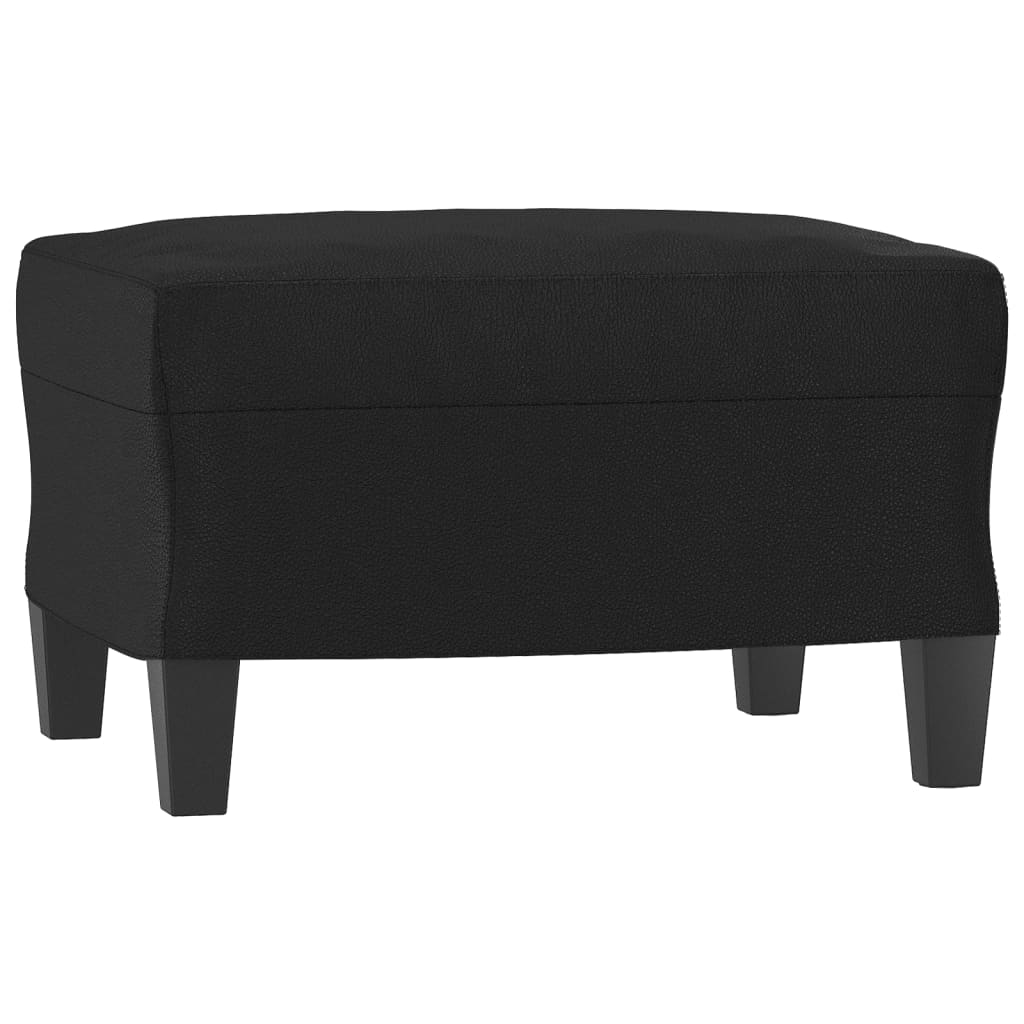 Sillón con taburete cuero sintético negro 60 cm vidaXL