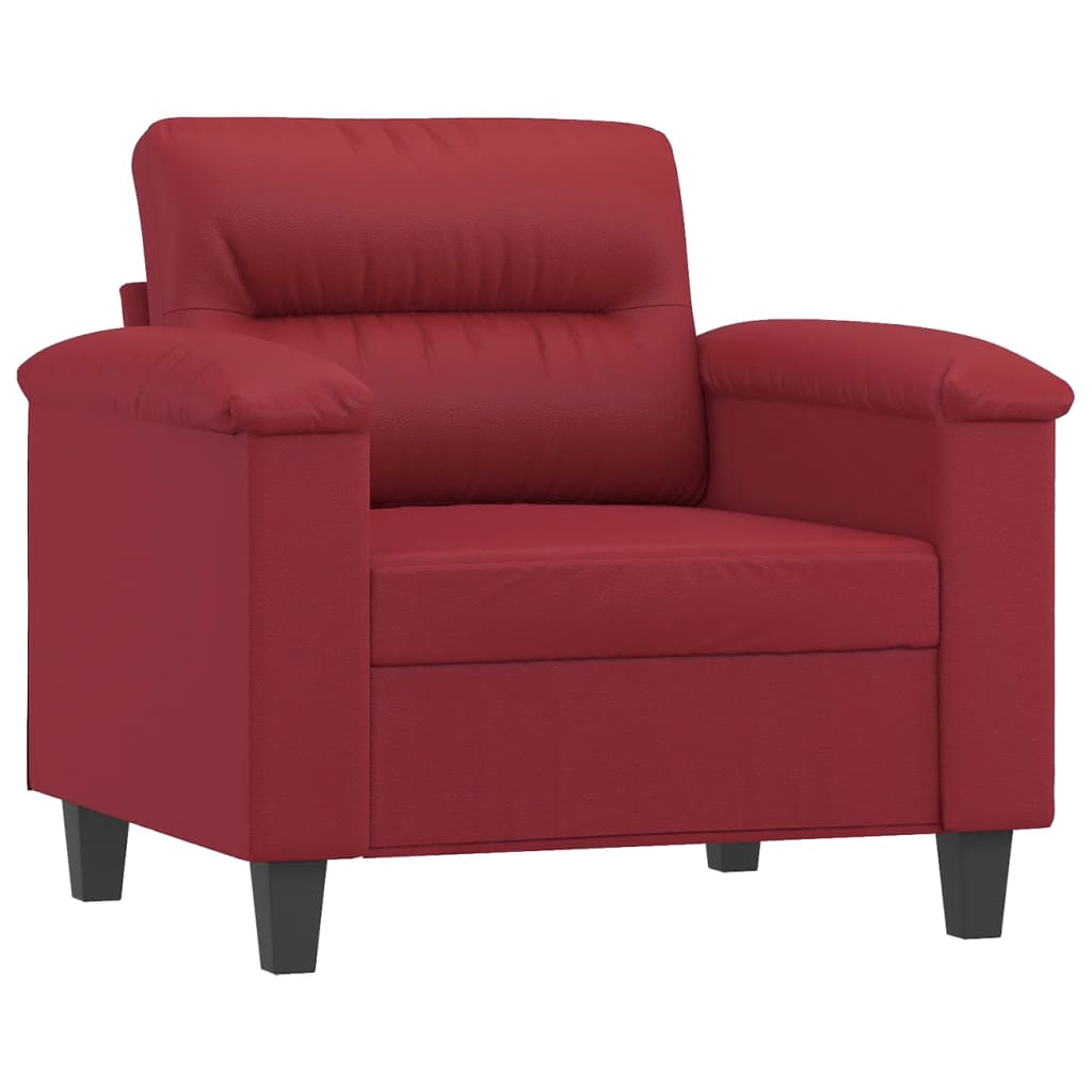 Sillón con taburete cuero sintético rojo tinto 60 cm vidaXL