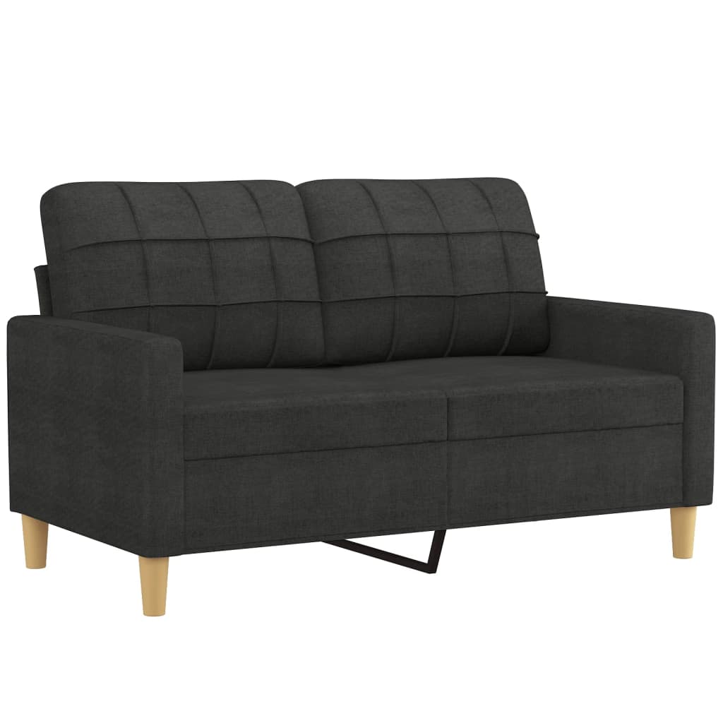 Sofas game with cushions 2 pieces black fabric