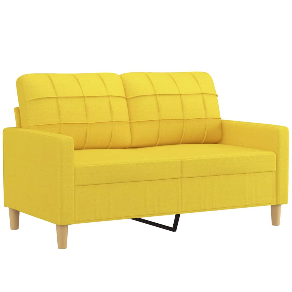 Sofas game with cushions 2 pieces light yellow fabric