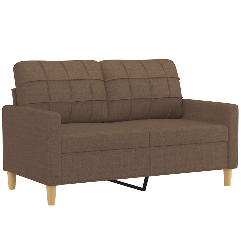 Sofas game with cushions 2 pieces brown fabric