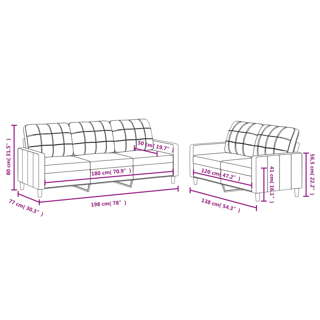 Sofasspiel mit Kissen 2 Teile hellgelbe Stoff