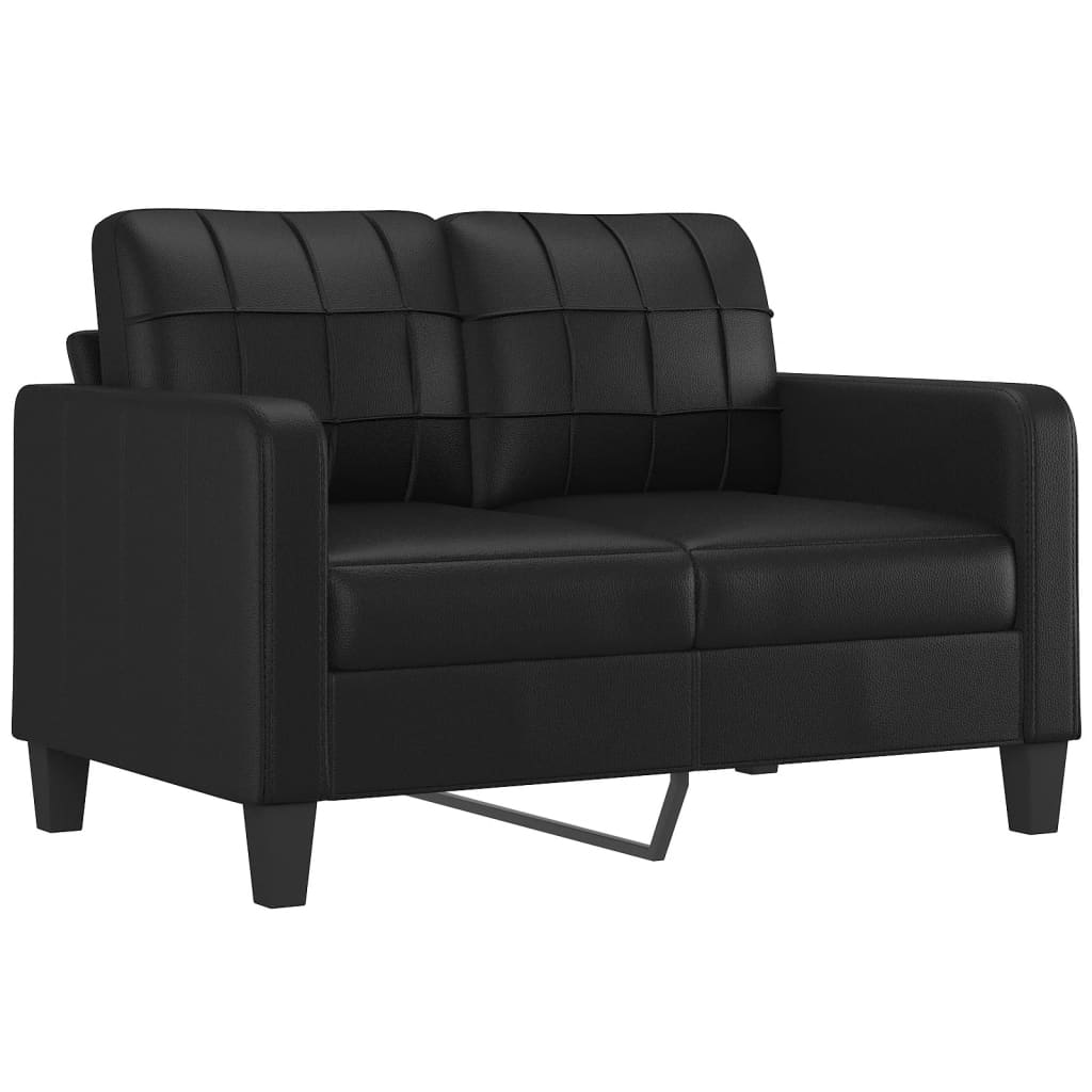 Sofas game with cushions 2 pieces black synthetic leather