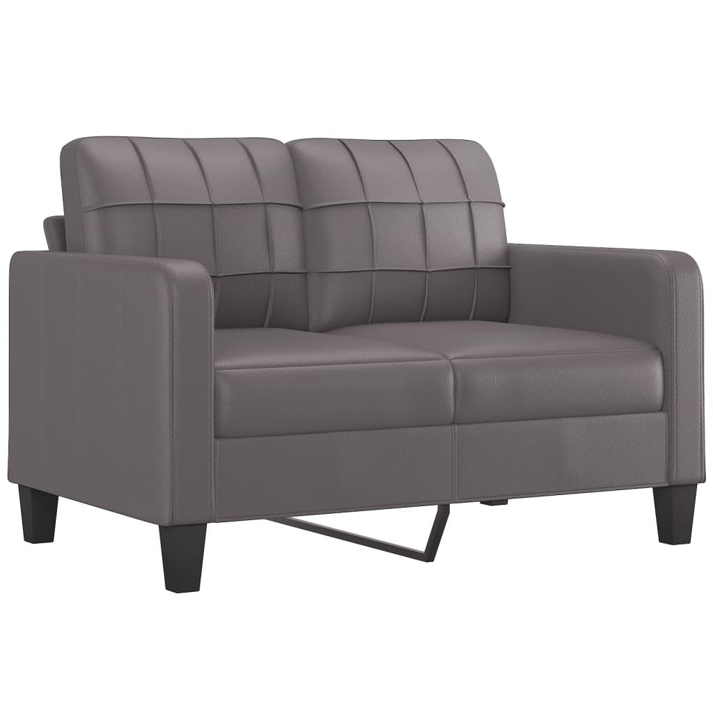 Sofas game with cushions 2 pieces synthetic leather gray