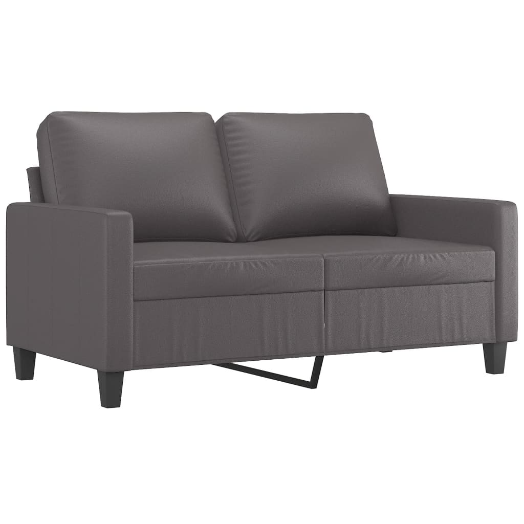 Sofas game with cushions 2 pieces synthetic leather gray