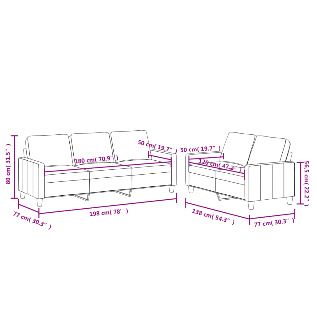 Sofas game with cushions 2 pieces synthetic leather gray