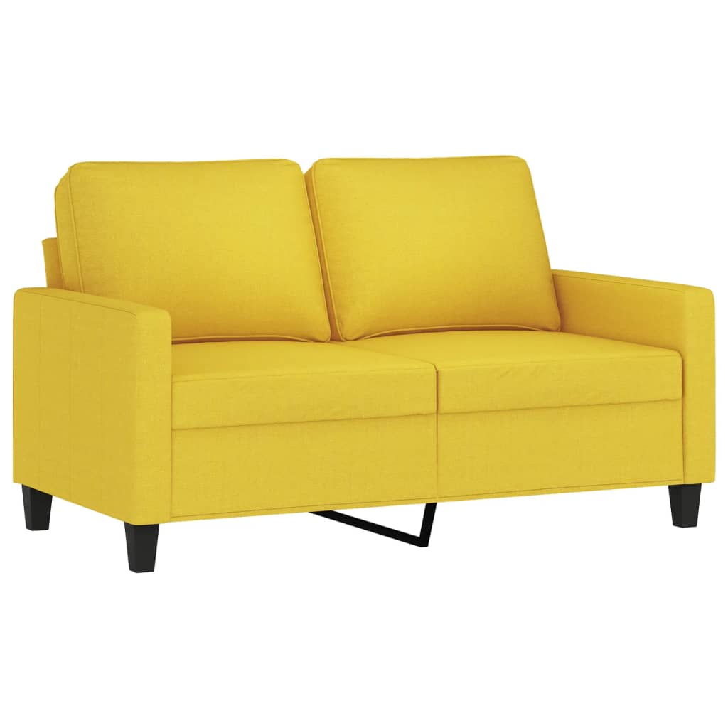 Sofas game with cushions 2 pieces light yellow fabric