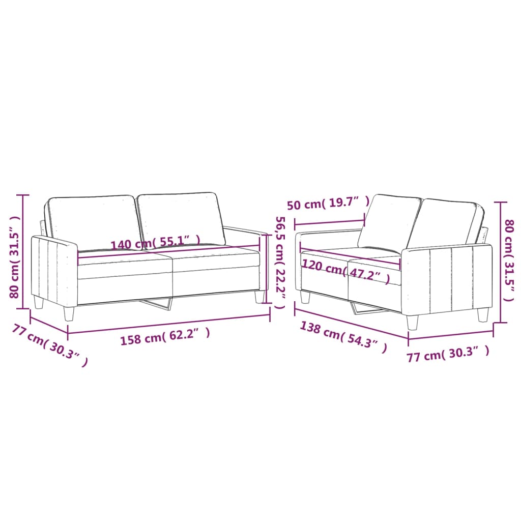 Sofas game with 2 pieces 2 pieces dark gray velvet