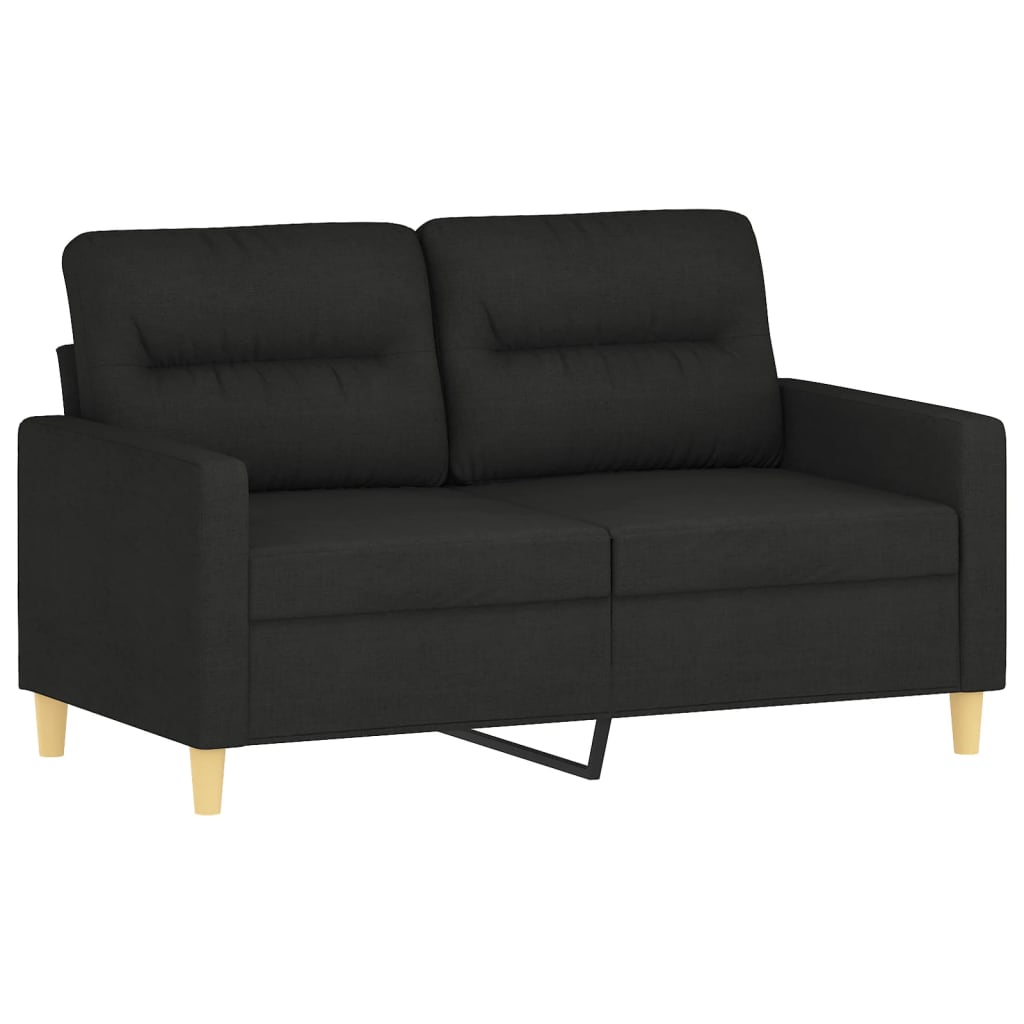 Sofas game with cushions 2 pieces black fabric