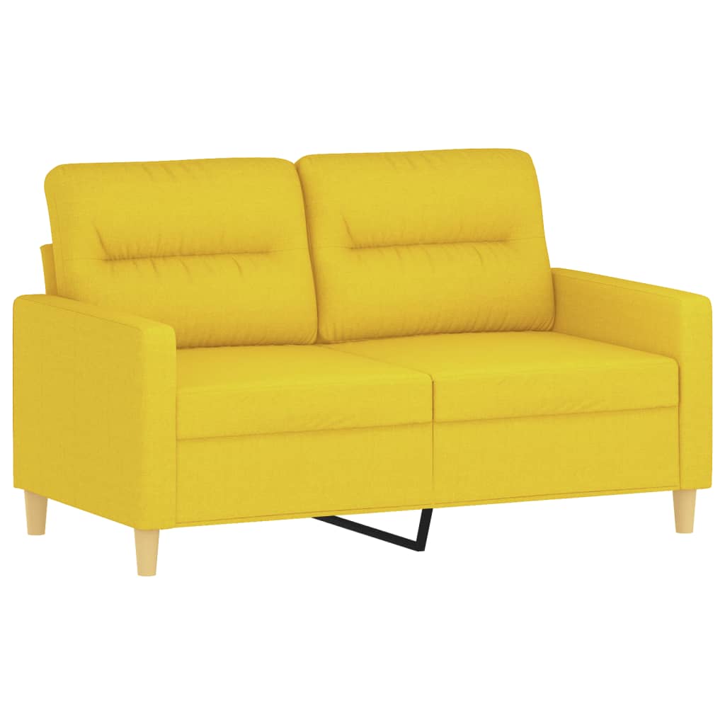 Sofas game with cushions 2 pieces light yellow fabric