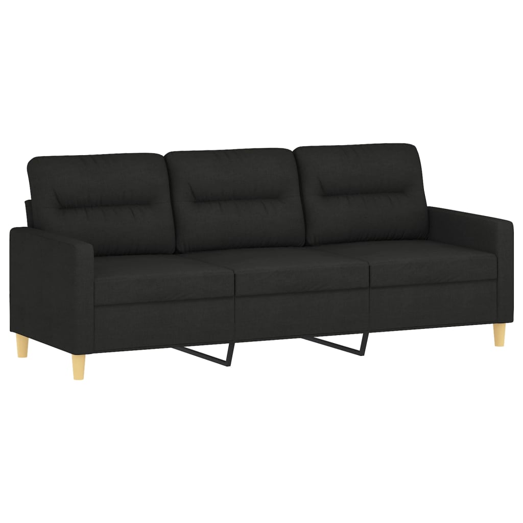 Sofasspiel mit Kissen 3 Teile schwarzer Stoff V12