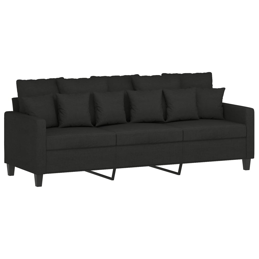 Sofasspiel mit Kissen 3 Teile schwarzer Stoff V36