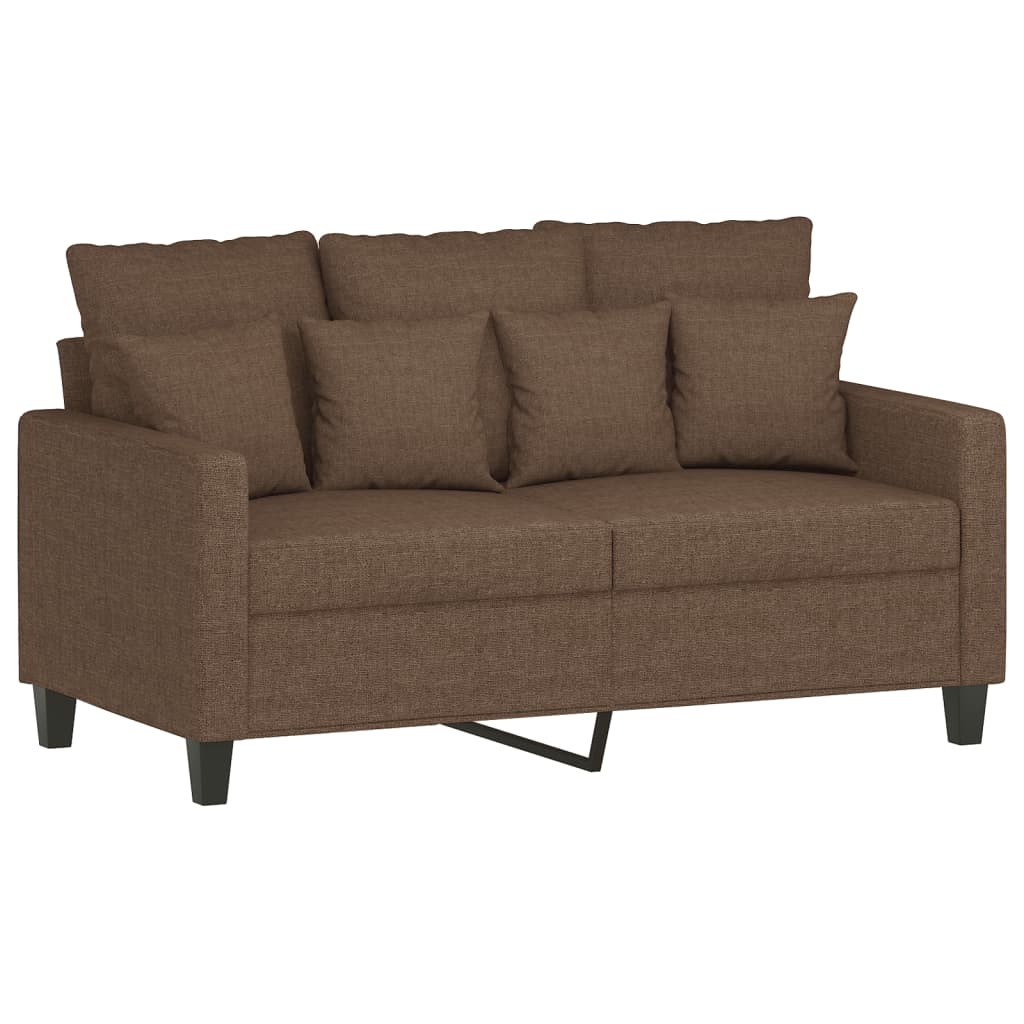 Sofas game with cushions 2 pieces brown fabric