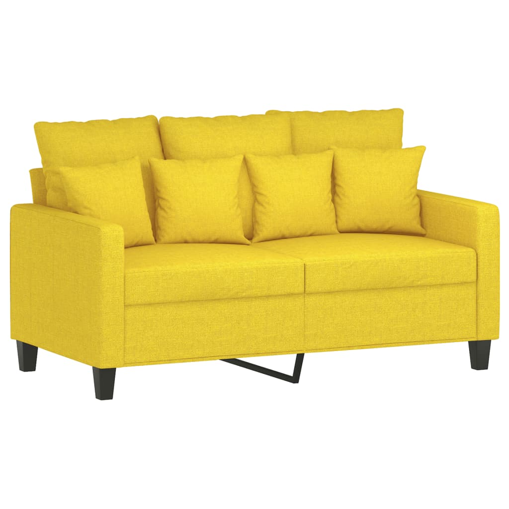 Sofas game with cushions 2 pieces light yellow fabric