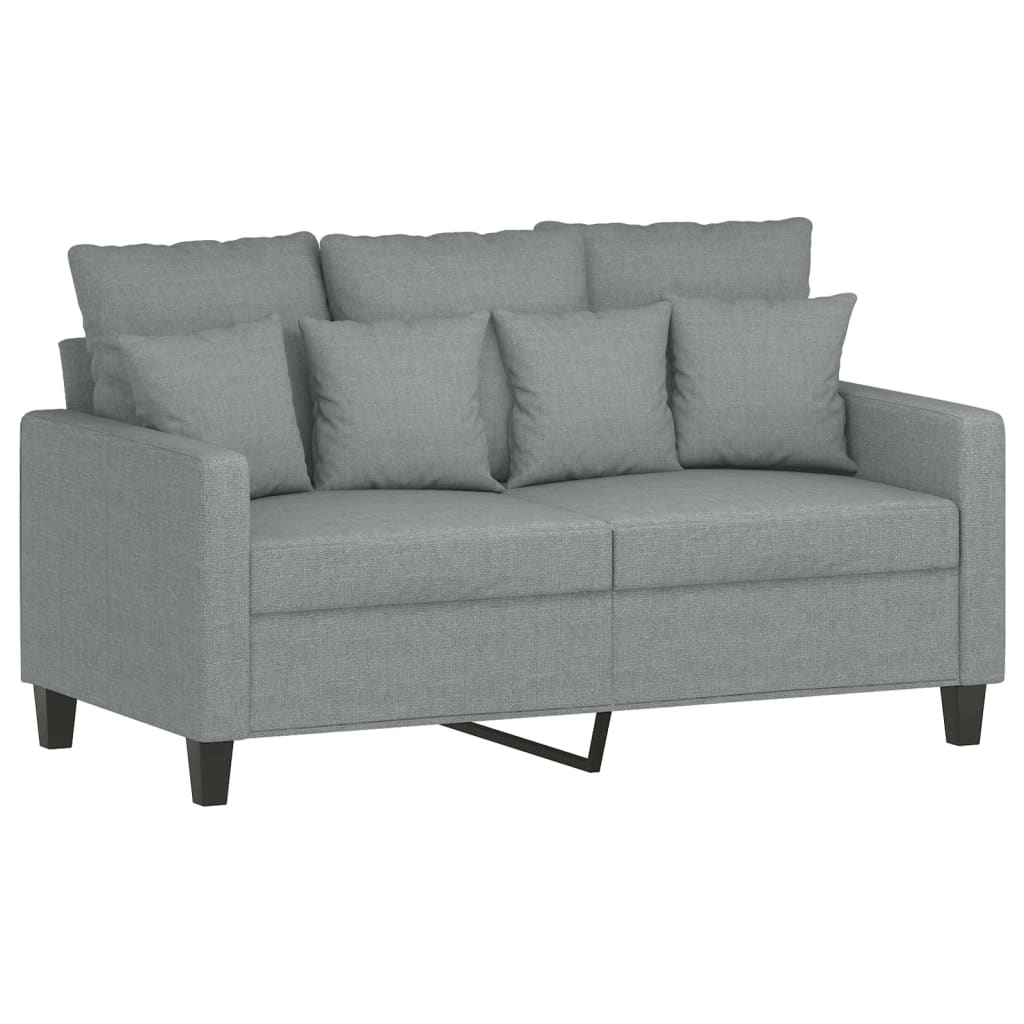 Sofas game with cushions 2 pieces light gray fabric