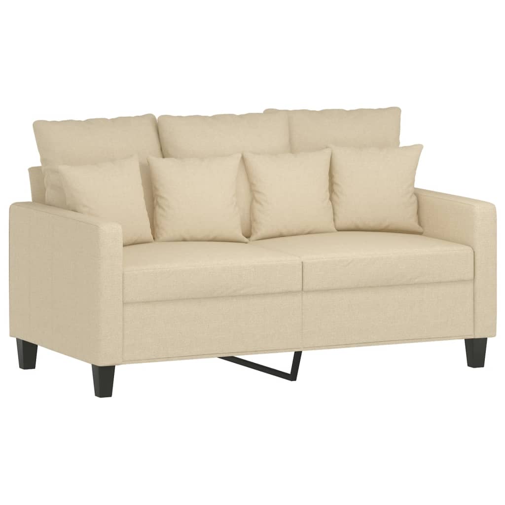 Sofas game with cushions 2 pieces cream fabric