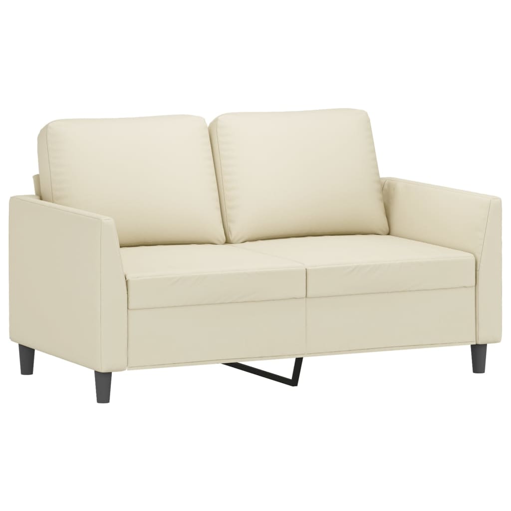 Sofas game with cushions 2 pieces synthetic leather cream