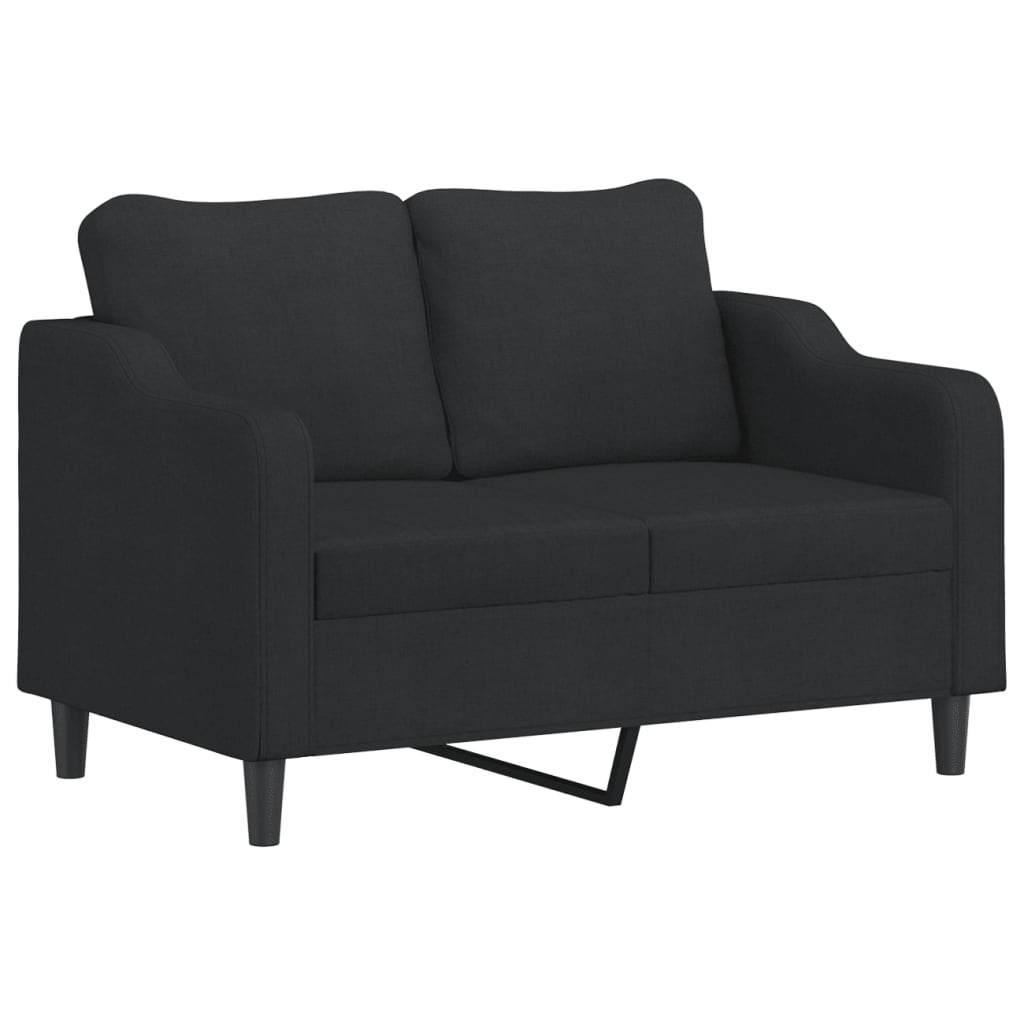 Sofas game with cushions 2 pieces black fabric