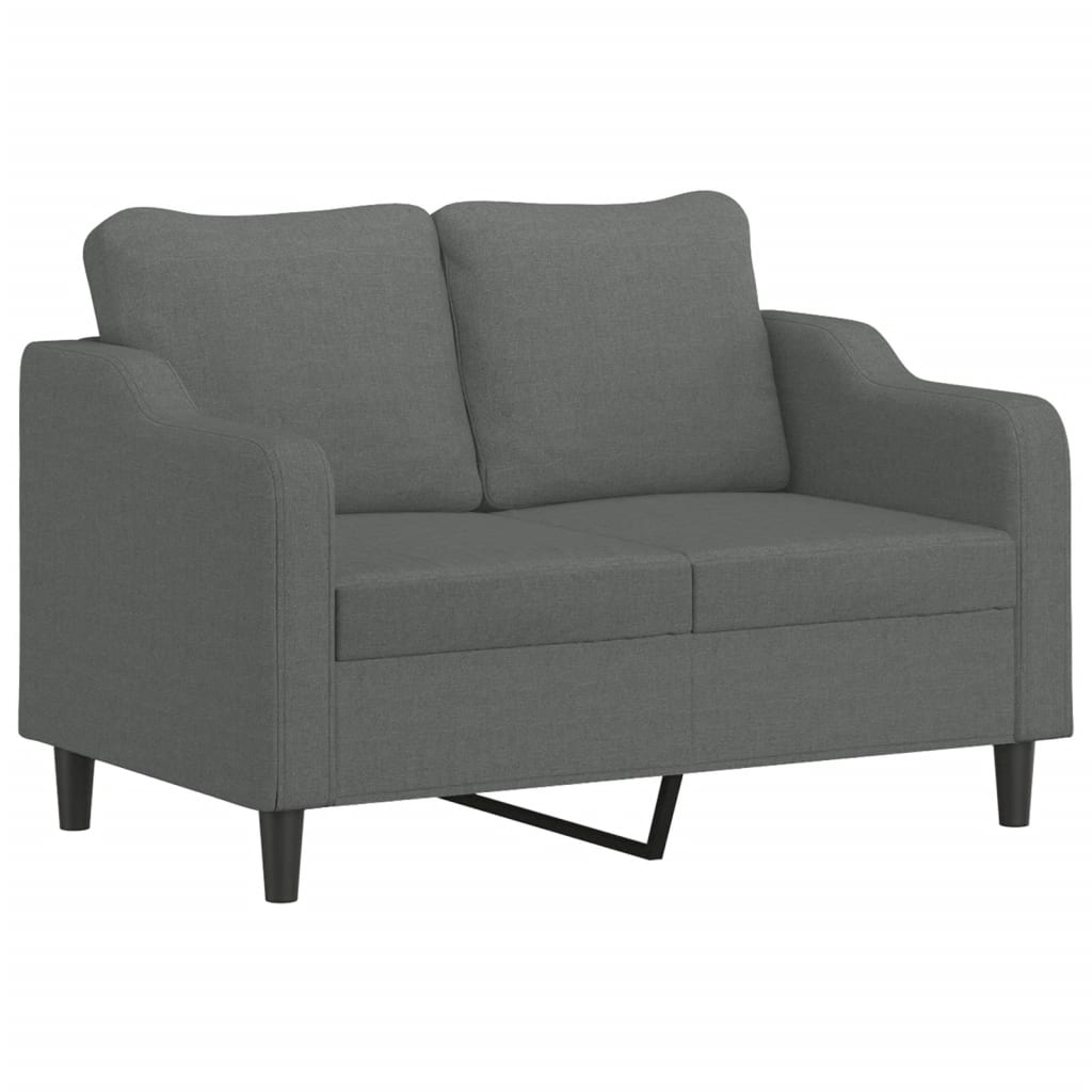 Sofas game with cushions 2 pieces dark gray fabric